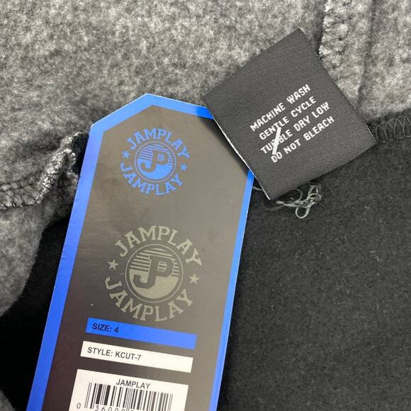 Jamplay Boys Gray Black Long Sleeve Full Zipper Hoodie Sweater Top NEW Size 4 - Picture 5 of 5